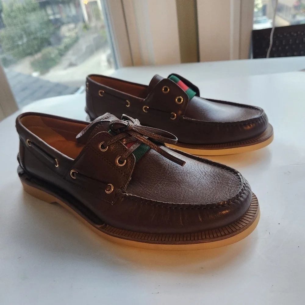 Gucci Delta Boat Loafer In Cocoa size 7 BNWOB missing lace